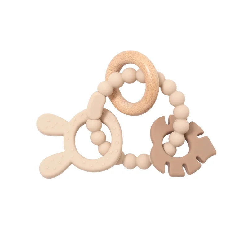 4 in 1 Wooden Rattle Teething Toy