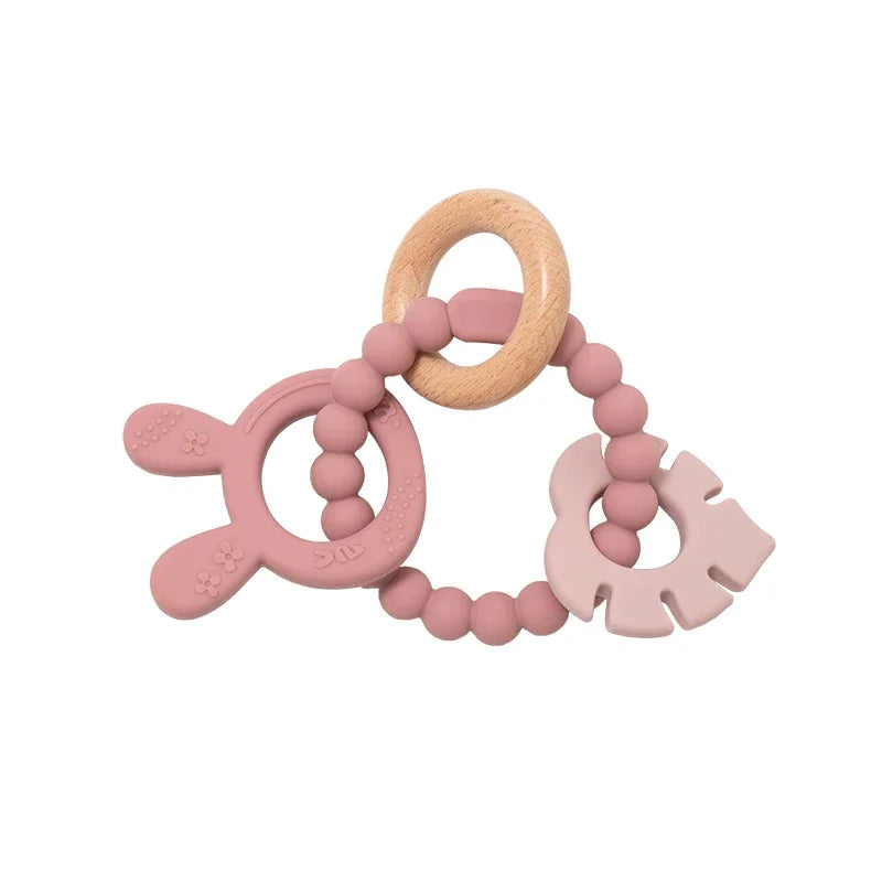 4 in 1 Wooden Rattle Teething Toy