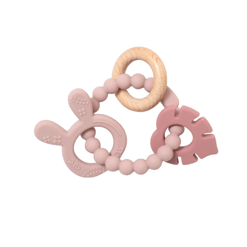 4 in 1 Wooden Rattle Teething Toy