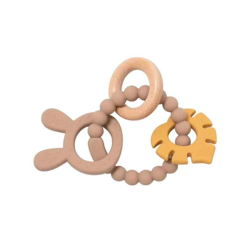 4 in 1 Wooden Rattle Teething Toy